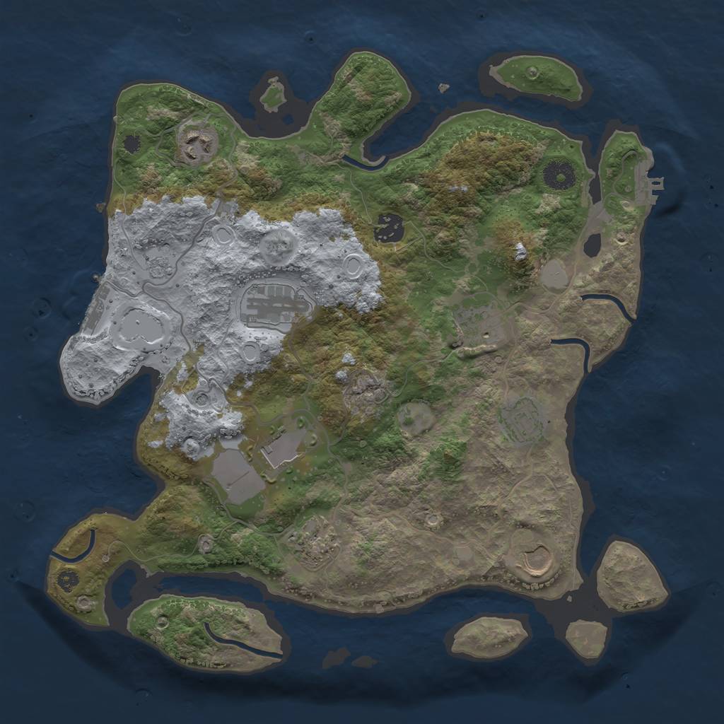 Rust Map: Procedural Map, Size: 3500, Seed: 1973794013, 17 Monuments