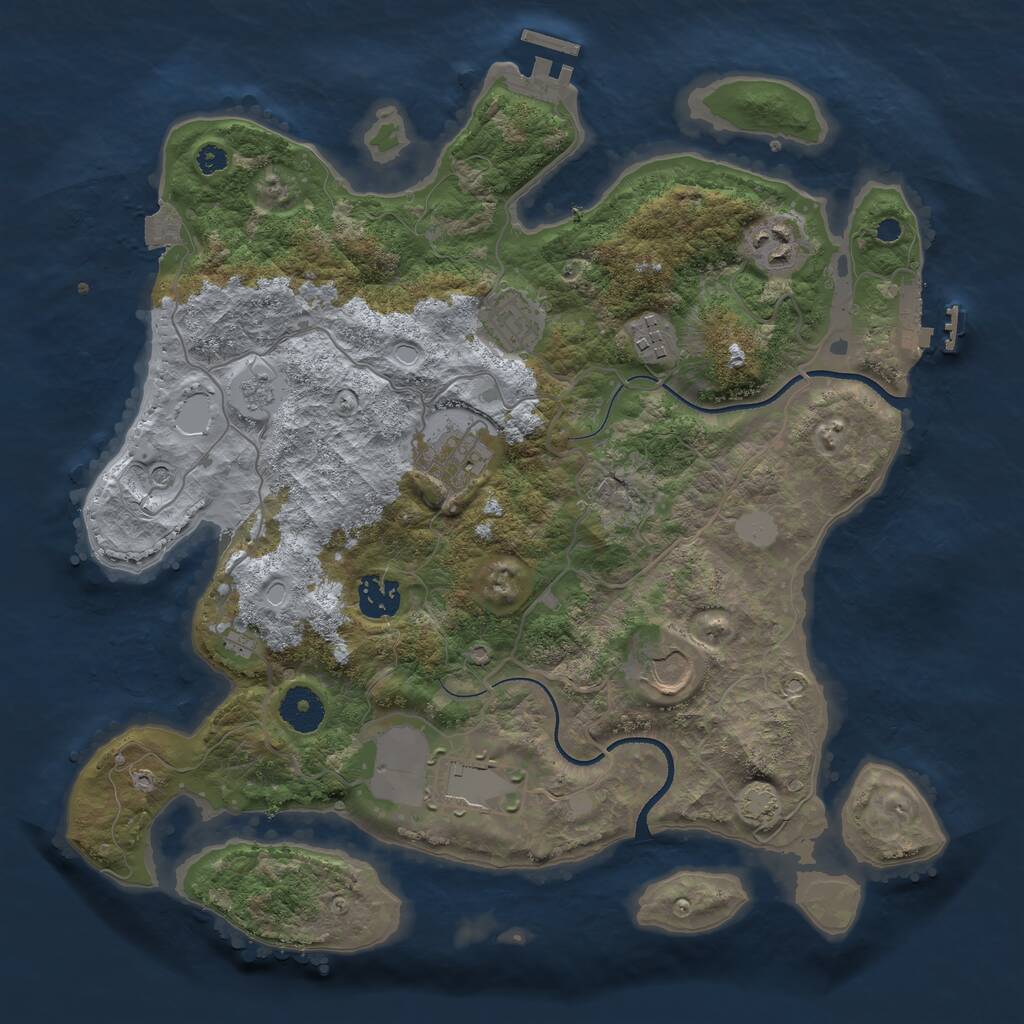 Rust Map: Procedural Map, Size: 3500, Seed: 1973794013, 13 Monuments