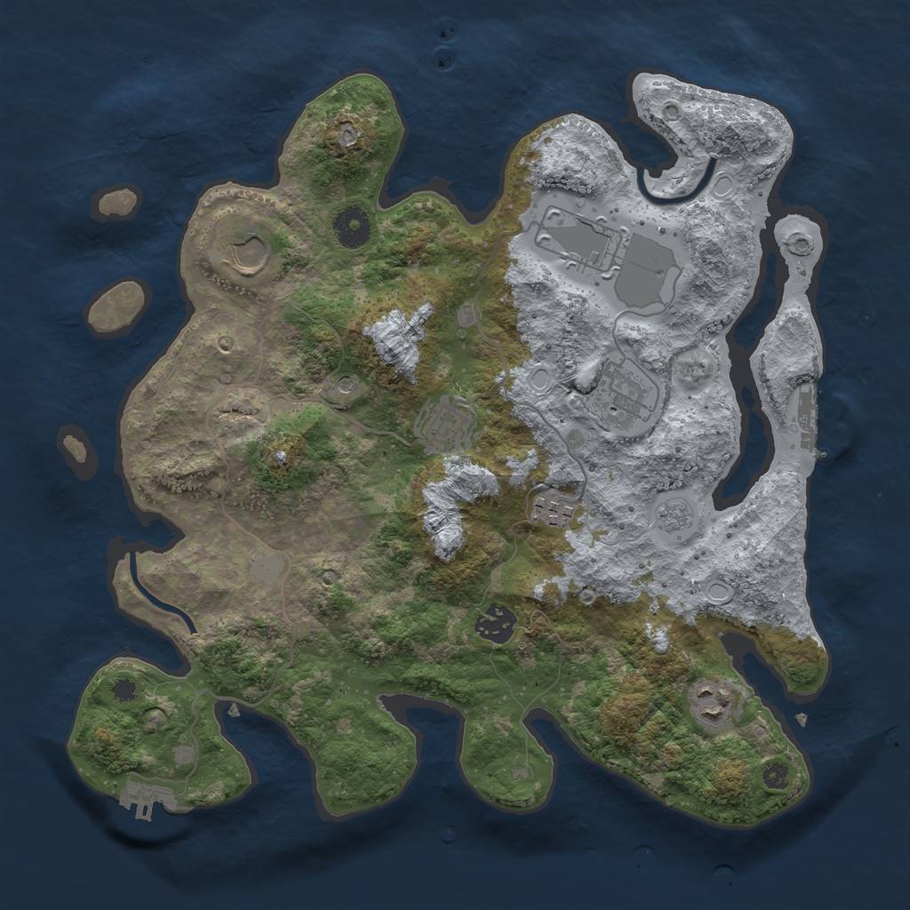 Rust Map: Procedural Map, Size: 3500, Seed: 666331493, 14 Monuments