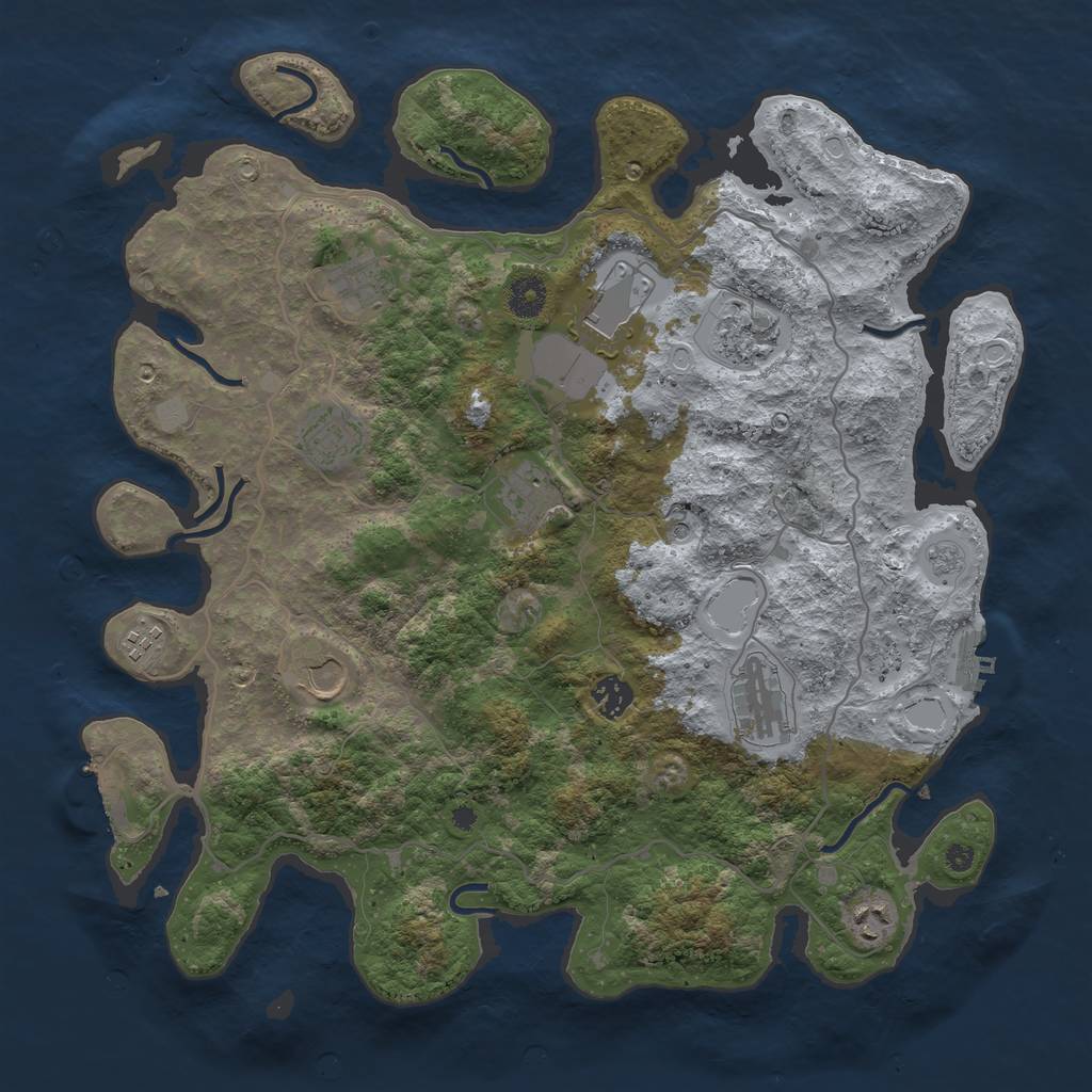 Rust Map: Procedural Map, Size: 4000, Seed: 1284897998, 19 Monuments