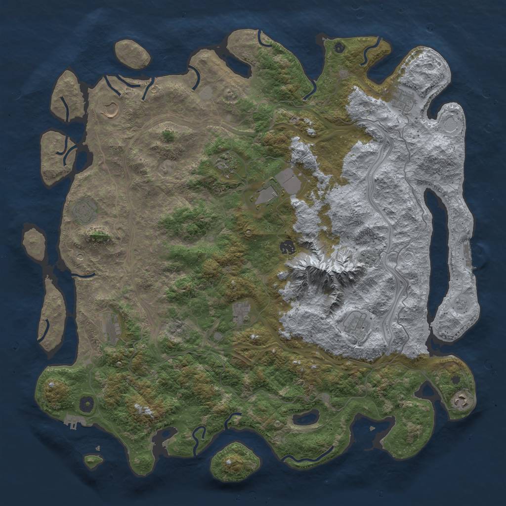 Rust Map: Procedural Map, Size: 5000, Seed: 886969, 20 Monuments