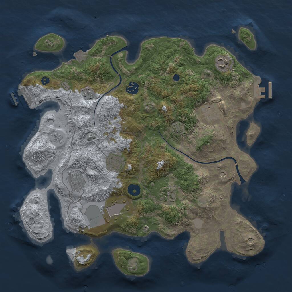 Rust Map: Procedural Map, Size: 3500, Seed: 10620698, 14 Monuments