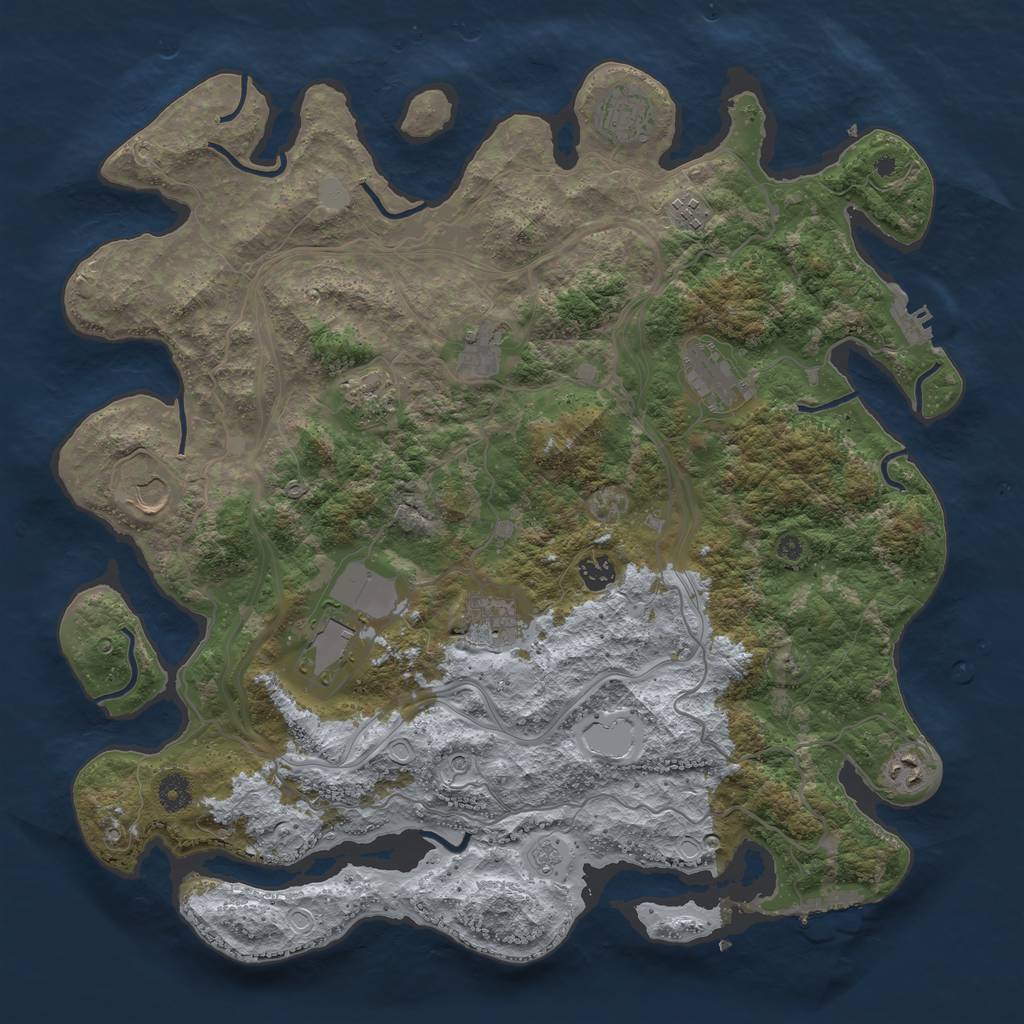 Rust Map: Procedural Map, Size: 4250, Seed: 1234567000, 19 Monuments