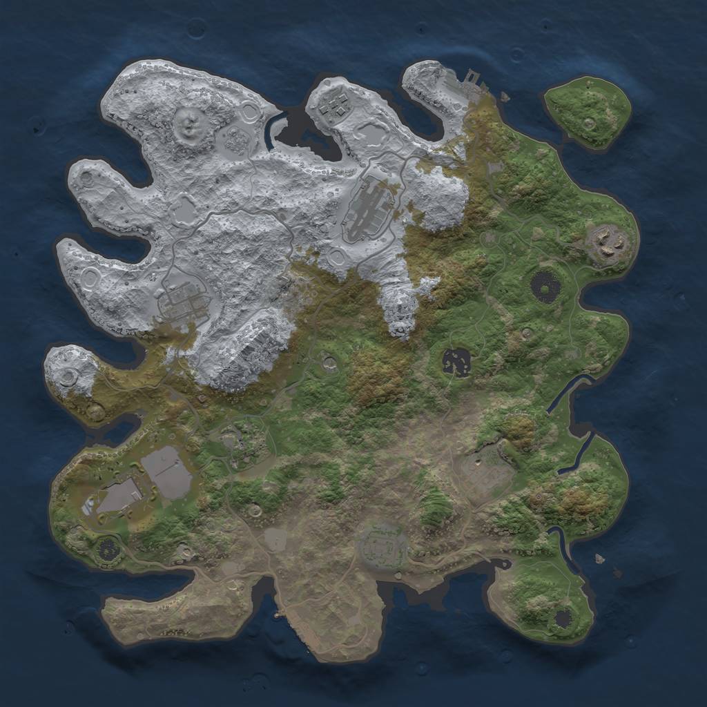 Rust Map: Procedural Map, Size: 3500, Seed: 14533844, 16 Monuments