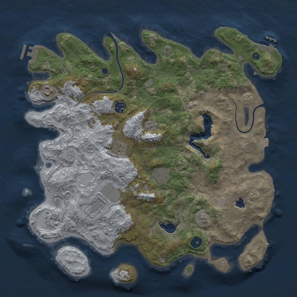 Rust Map: Procedural Map, Size: 4000, Seed: 1931908421, 13 Monuments