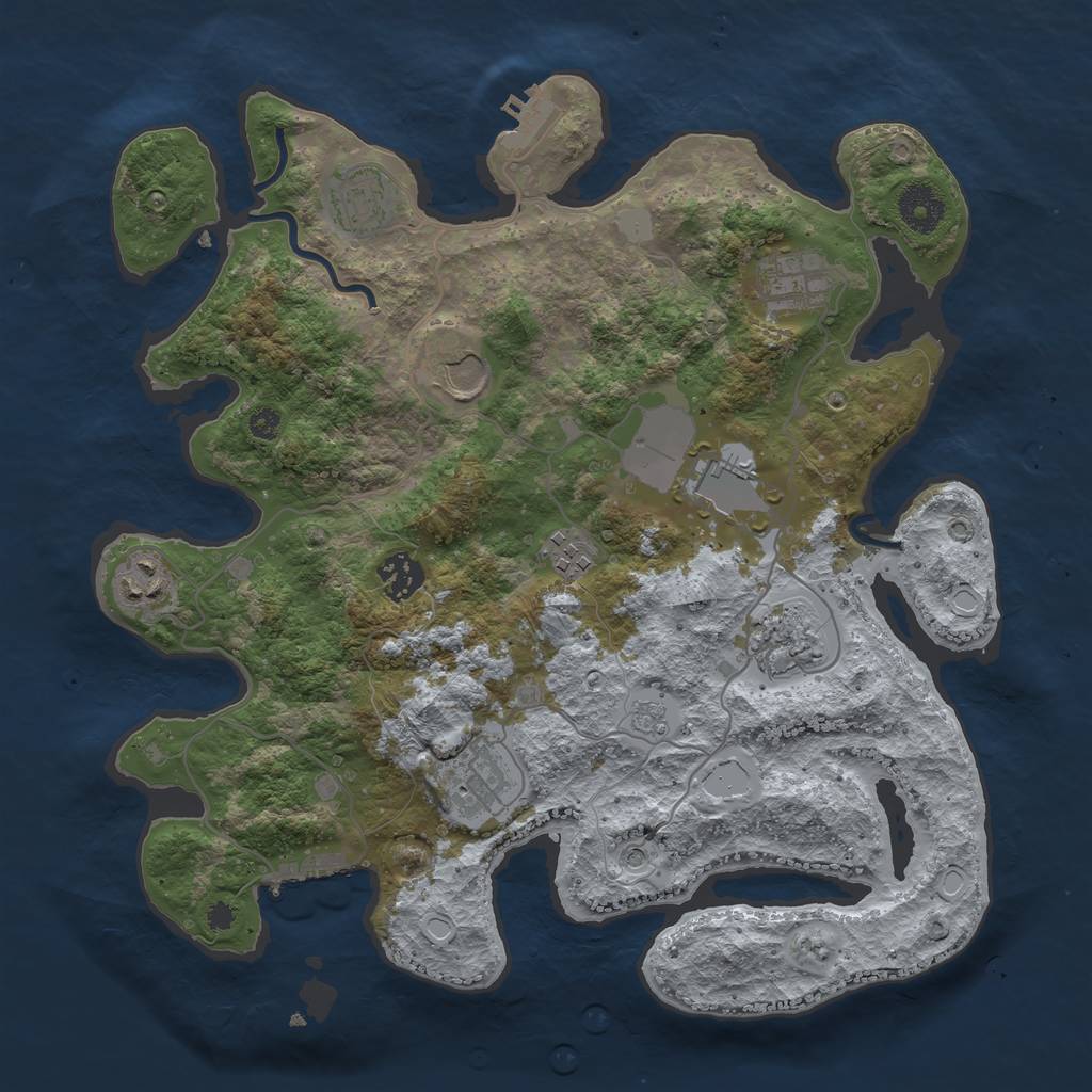 Rust Map: Procedural Map, Size: 3500, Seed: 196919525, 18 Monuments