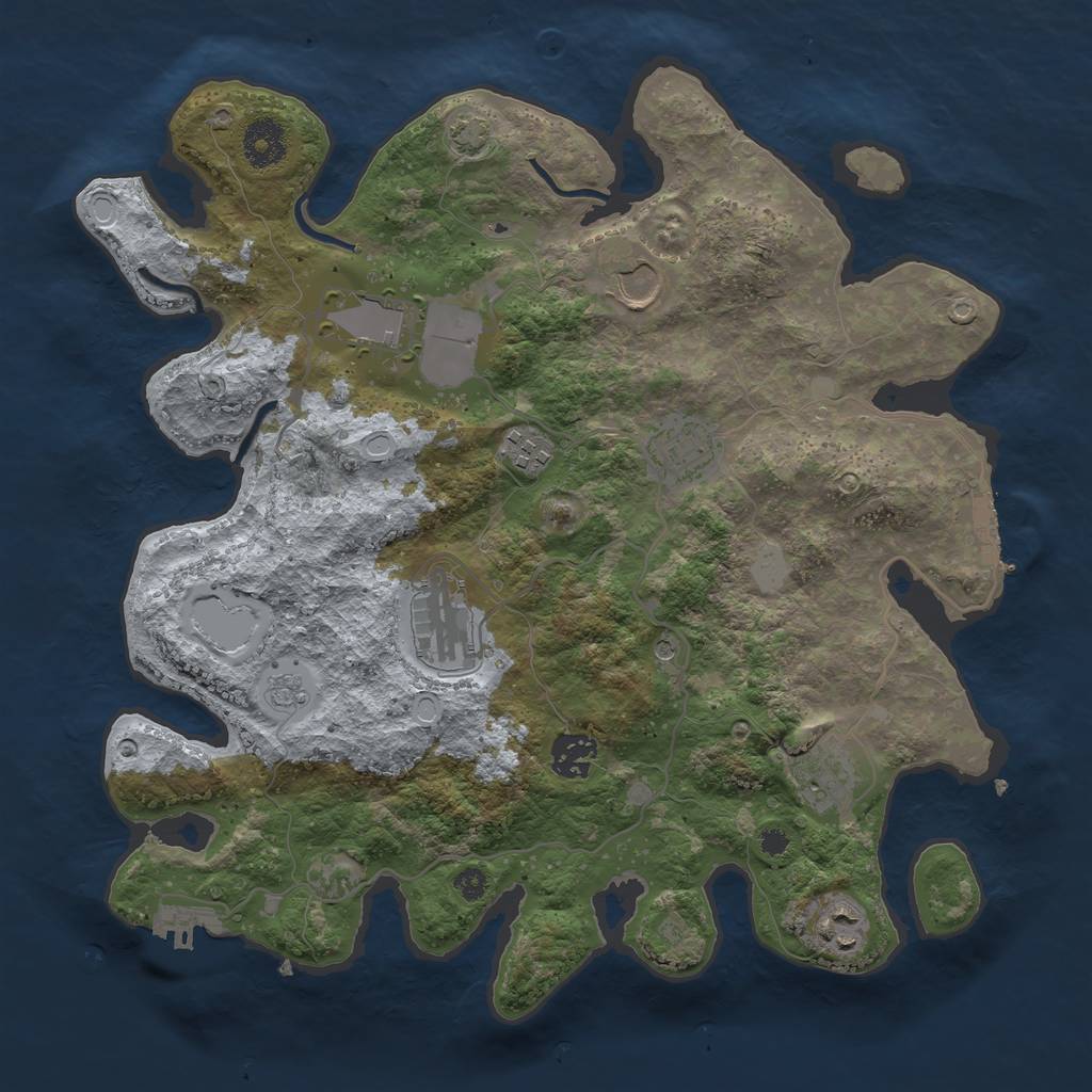 Rust Map: Procedural Map, Size: 3500, Seed: 1296138197, 16 Monuments