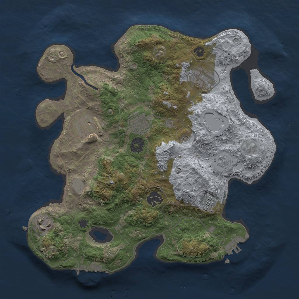 Rust Map: Procedural Map, Size: 3000, Seed: 853174733, 13 Monuments