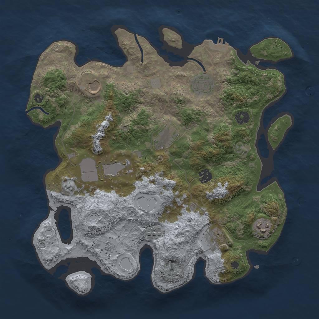 Rust Map: Procedural Map, Size: 3500, Seed: 36637482, 15 Monuments