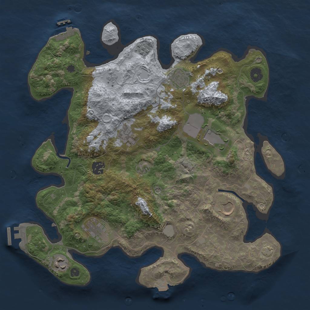 Rust Map: Procedural Map, Size: 3500, Seed: 44369103, 16 Monuments