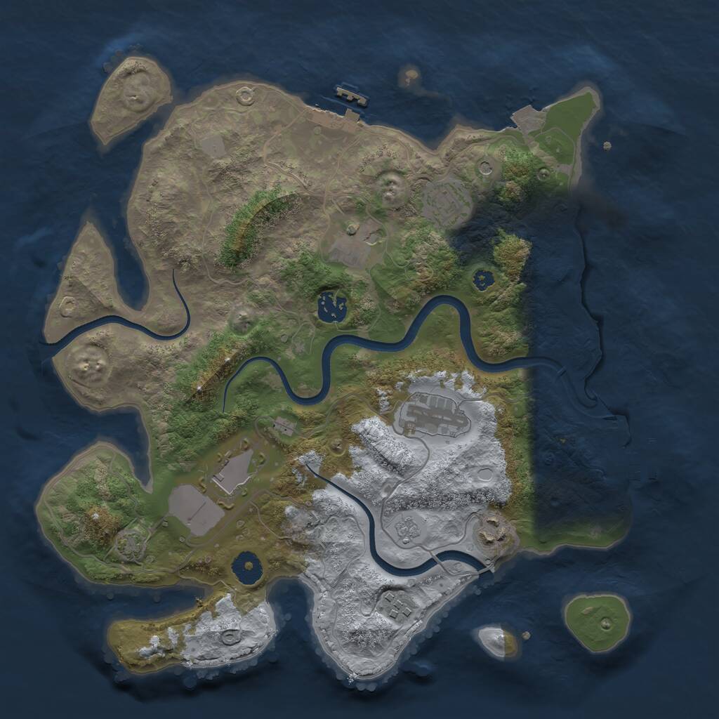 Rust Map: Procedural Map, Size: 3500, Seed: 66245262, 13 Monuments