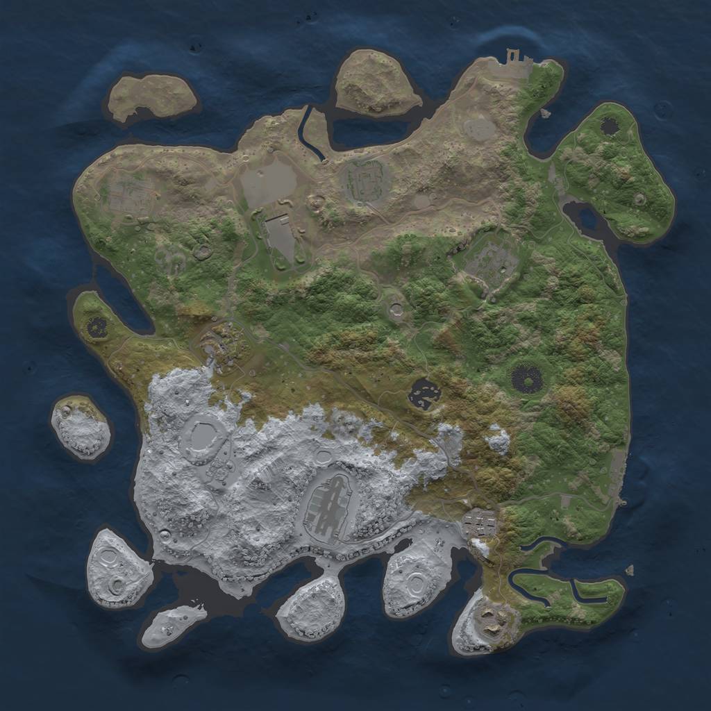 Rust Map: Procedural Map, Size: 3500, Seed: 8814225, 18 Monuments