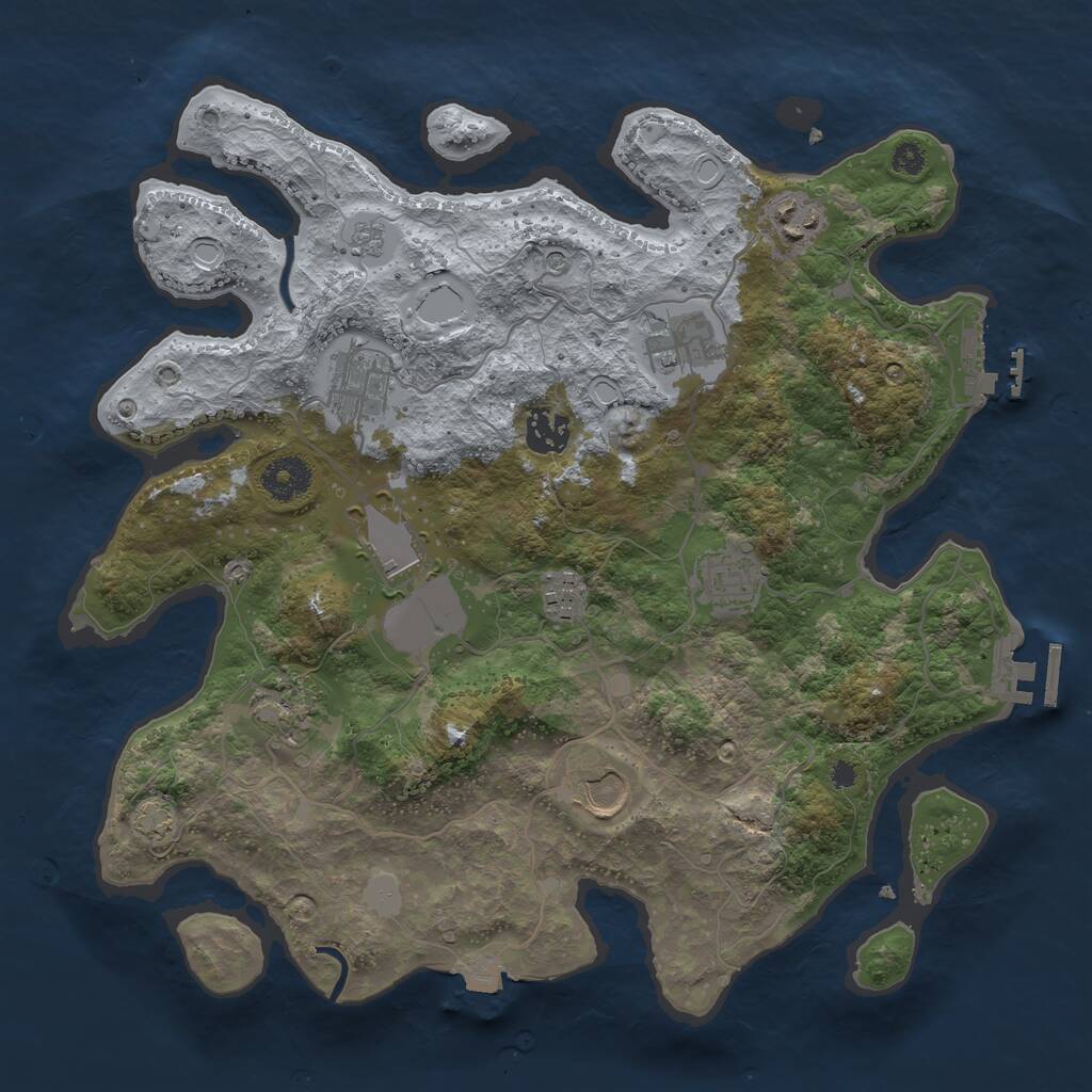 Rust Map: Procedural Map, Size: 3500, Seed: 367084675, 15 Monuments