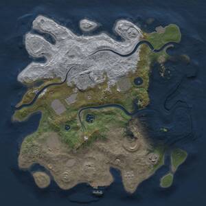 Thumbnail Rust Map: Procedural Map, Size: 3500, Seed: 367084675, 14 Monuments