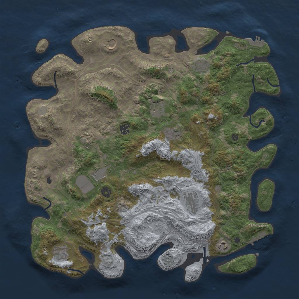 Rust Map: Procedural Map, Size: 4250, Seed: 1267049289, 20 Monuments