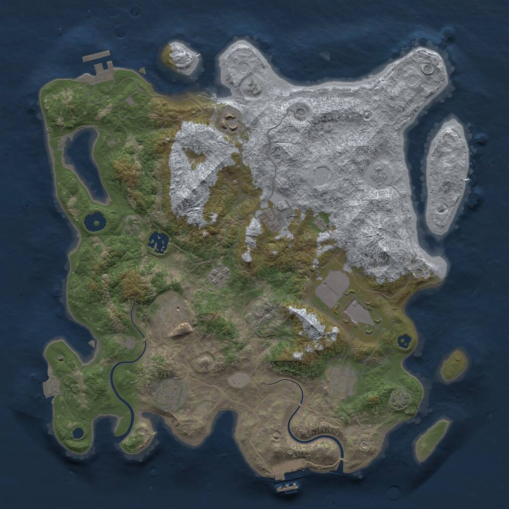 Rust Map: Procedural Map, Size: 3700, Seed: 173326896, 14 Monuments