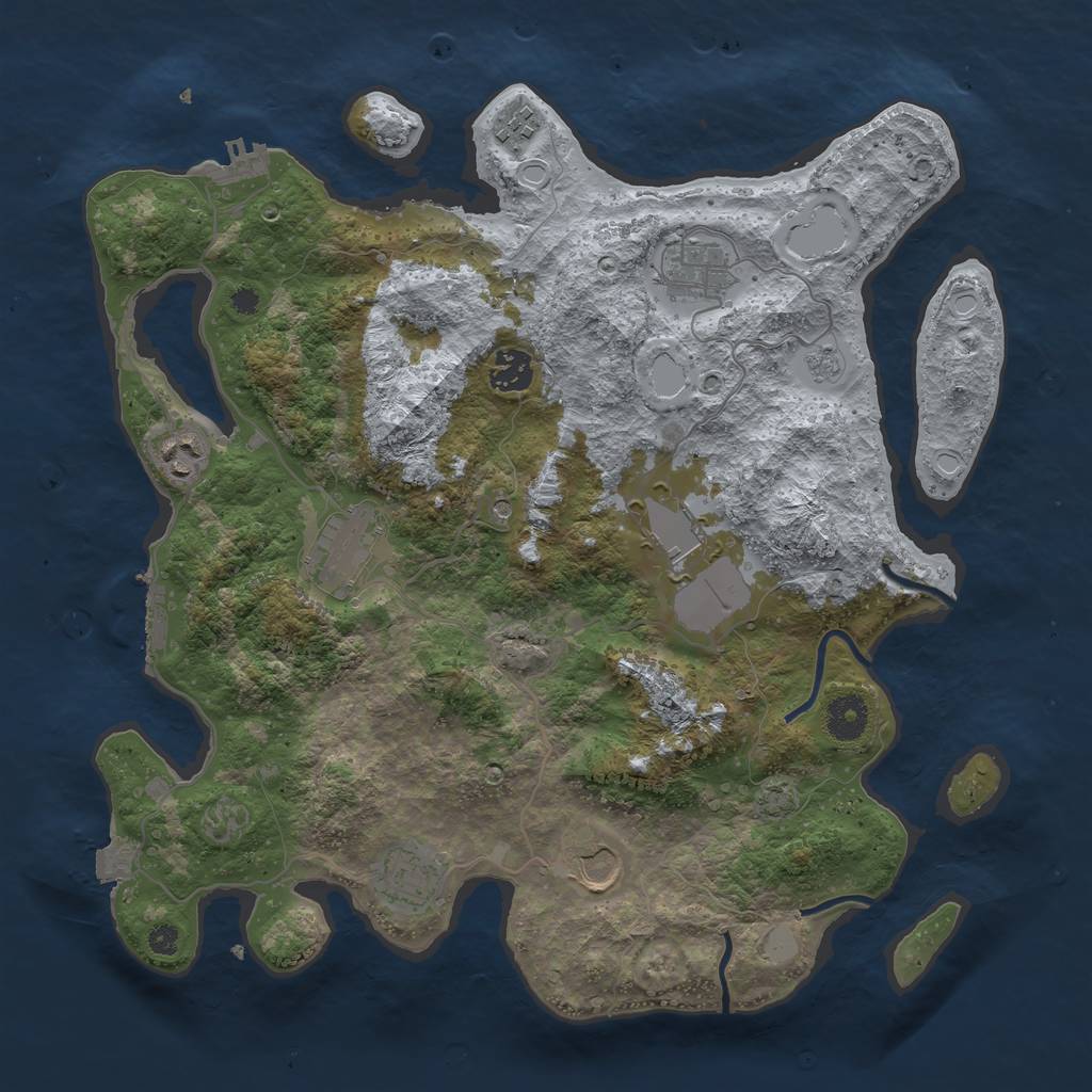 Rust Map: Procedural Map, Size: 3700, Seed: 173326896, 16 Monuments