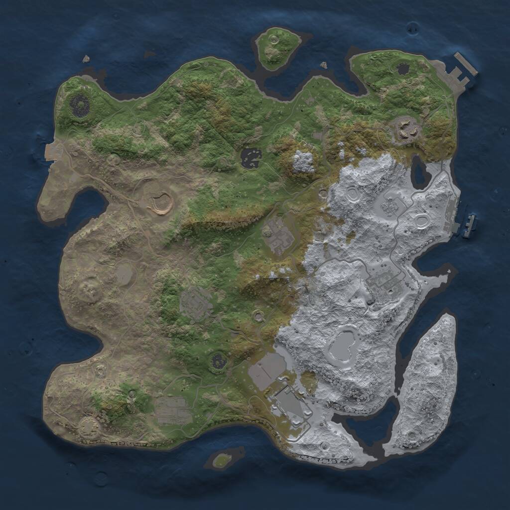 Rust Map: Procedural Map, Size: 3500, Seed: 31393266, 14 Monuments