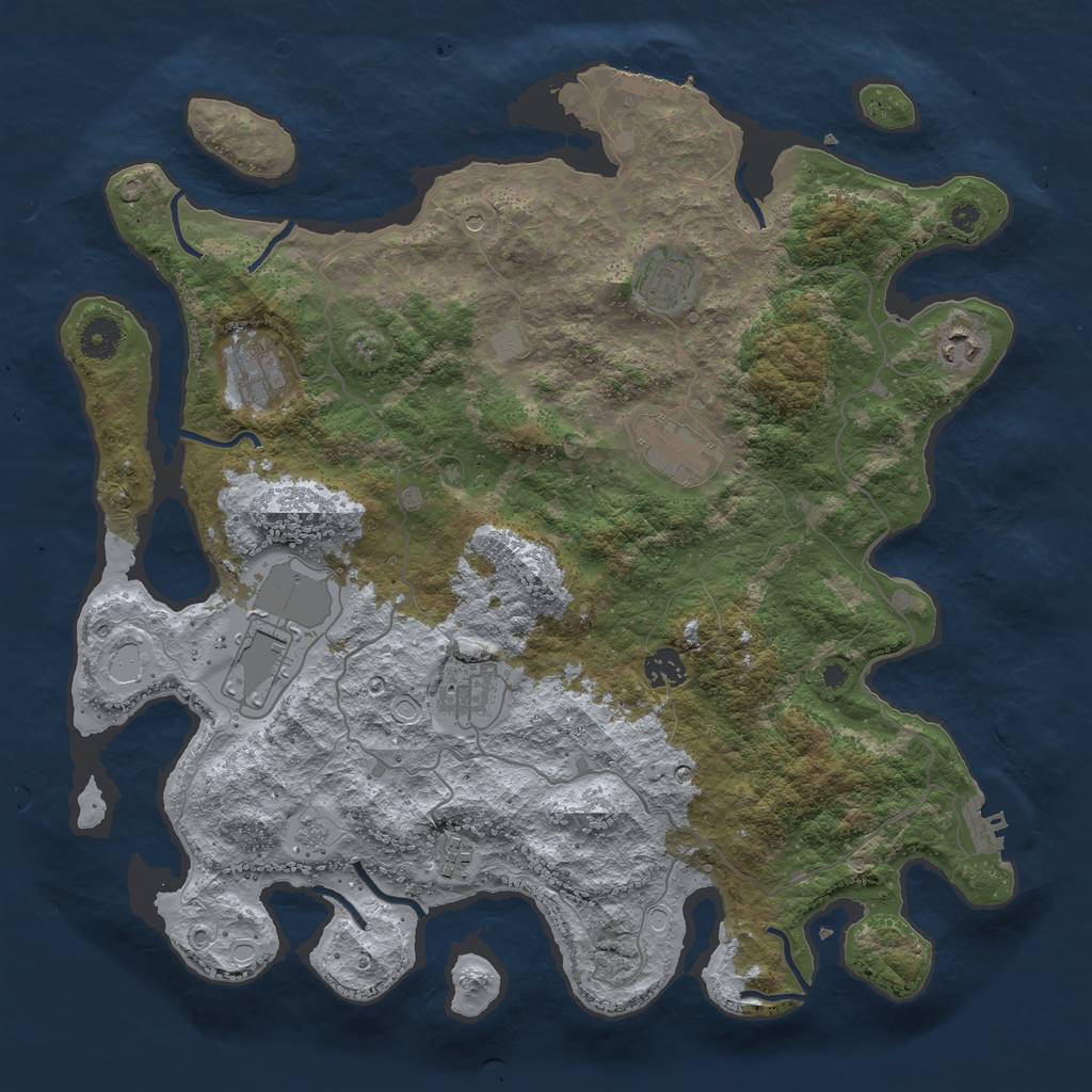 Rust Map: Procedural Map, Size: 4000, Seed: 1310220020, 17 Monuments