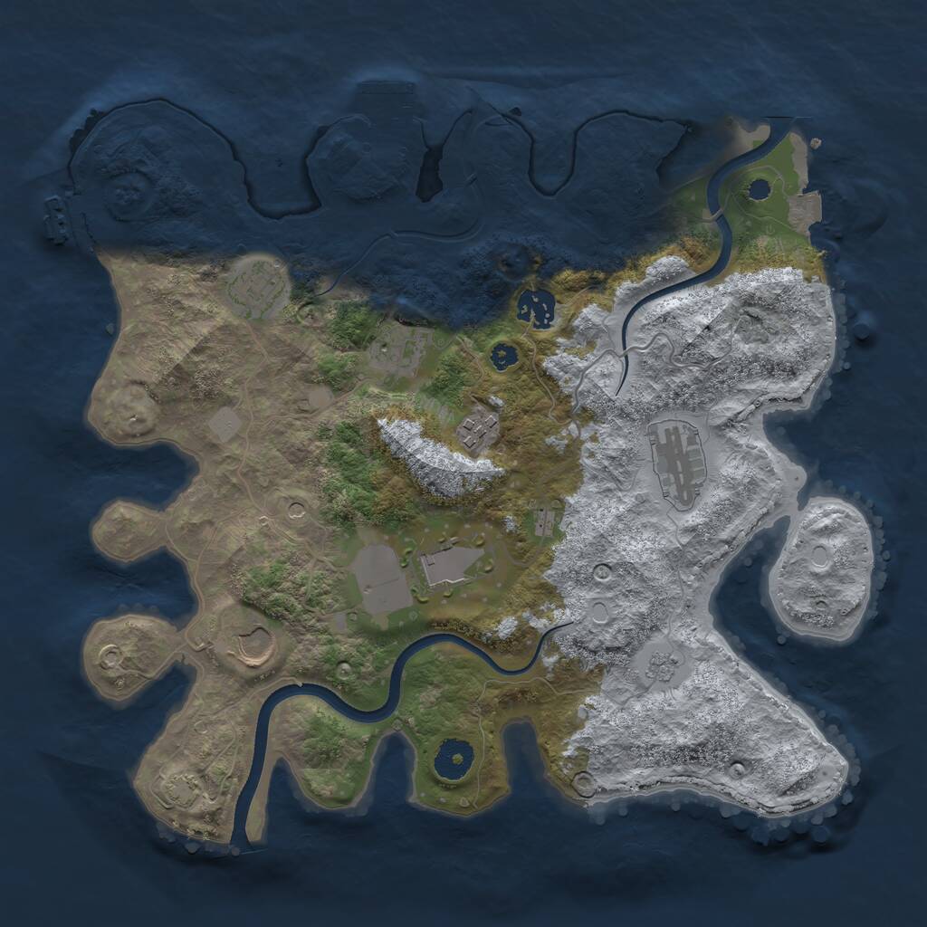 Rust Map: Procedural Map, Size: 3500, Seed: 687491516, 13 Monuments