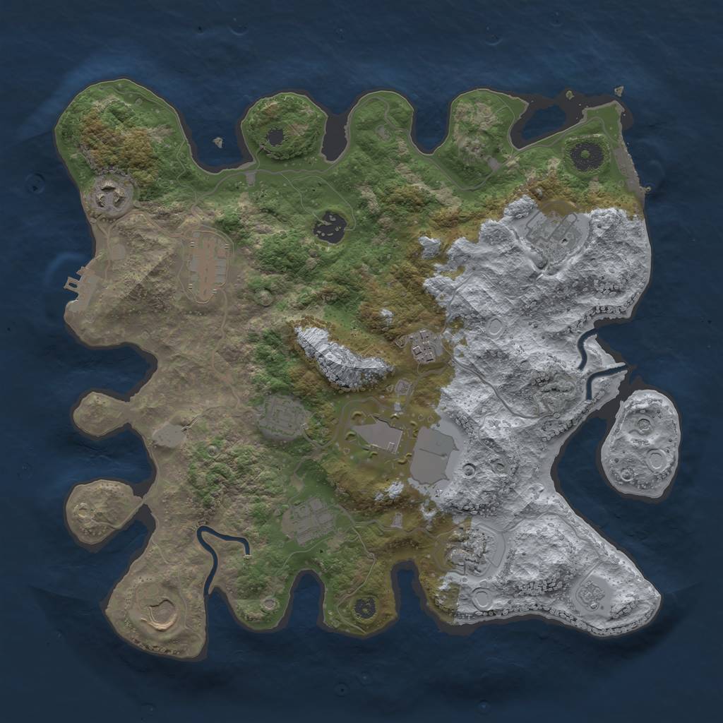 Rust Map: Procedural Map, Size: 3500, Seed: 687491516, 19 Monuments