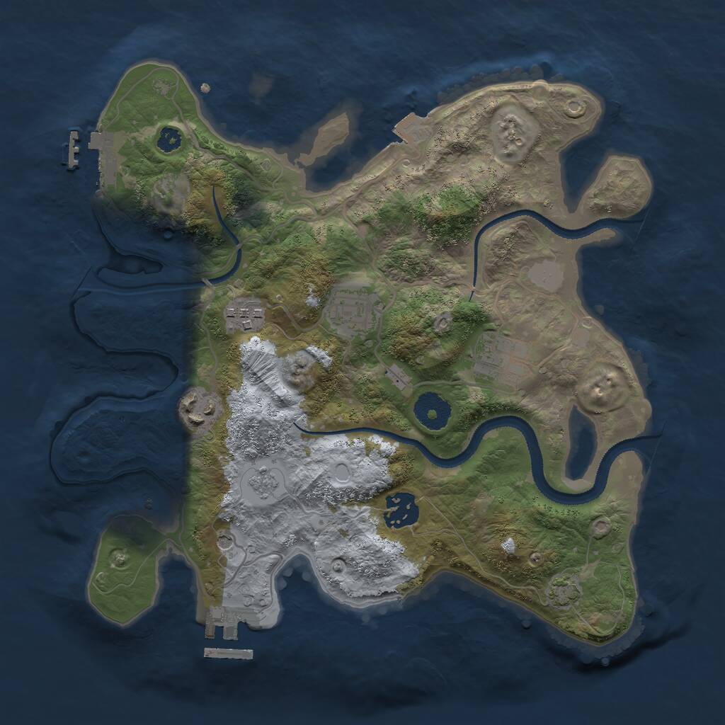 Rust Map: Procedural Map, Size: 3000, Seed: 704601235, 11 Monuments