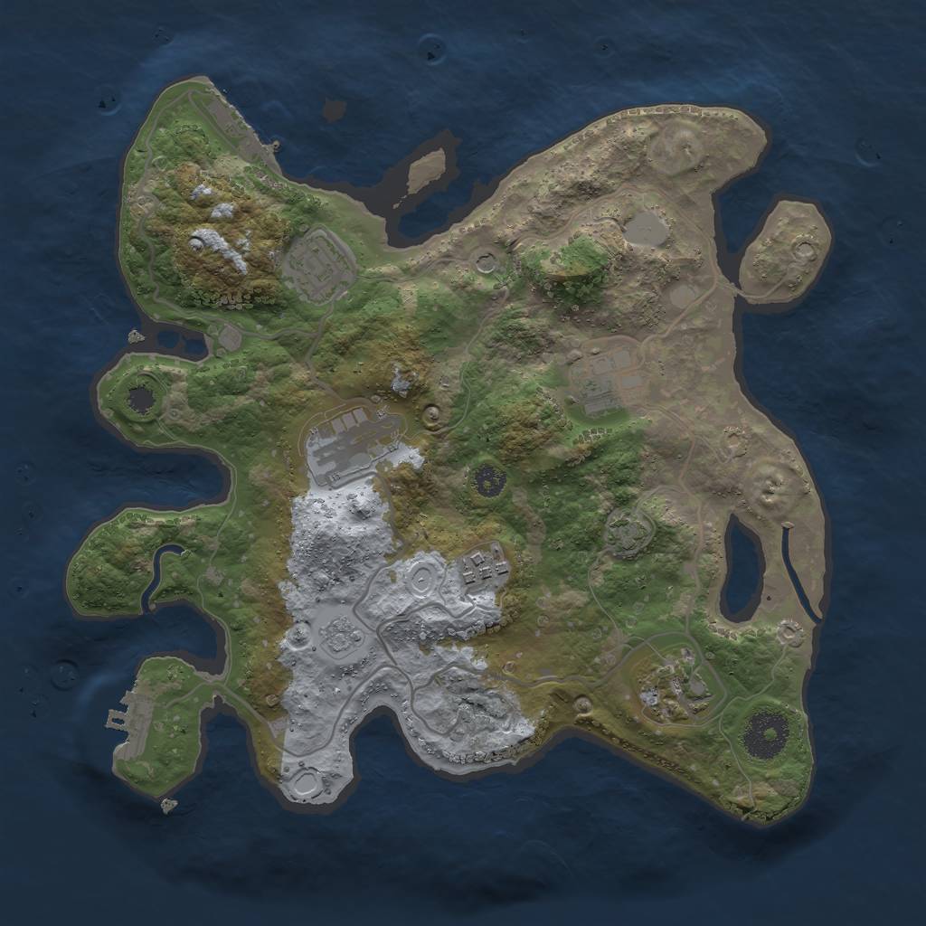 Rust Map: Procedural Map, Size: 3000, Seed: 704601235, 13 Monuments