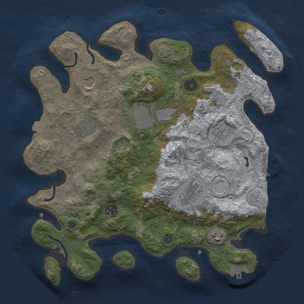 Rust Map: Procedural Map, Size: 3500, Seed: 34457947, 15 Monuments