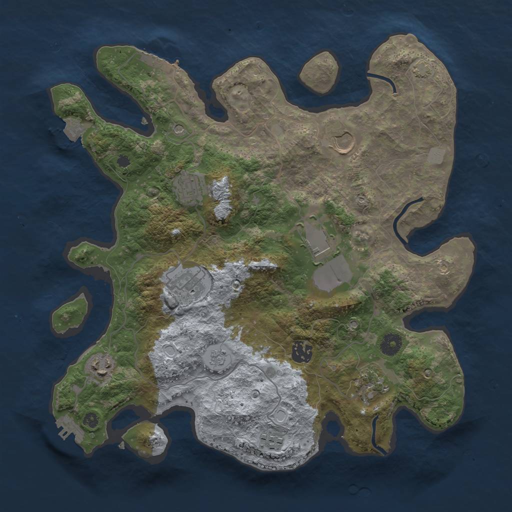 Rust Map: Procedural Map, Size: 3500, Seed: 1294125623, 16 Monuments