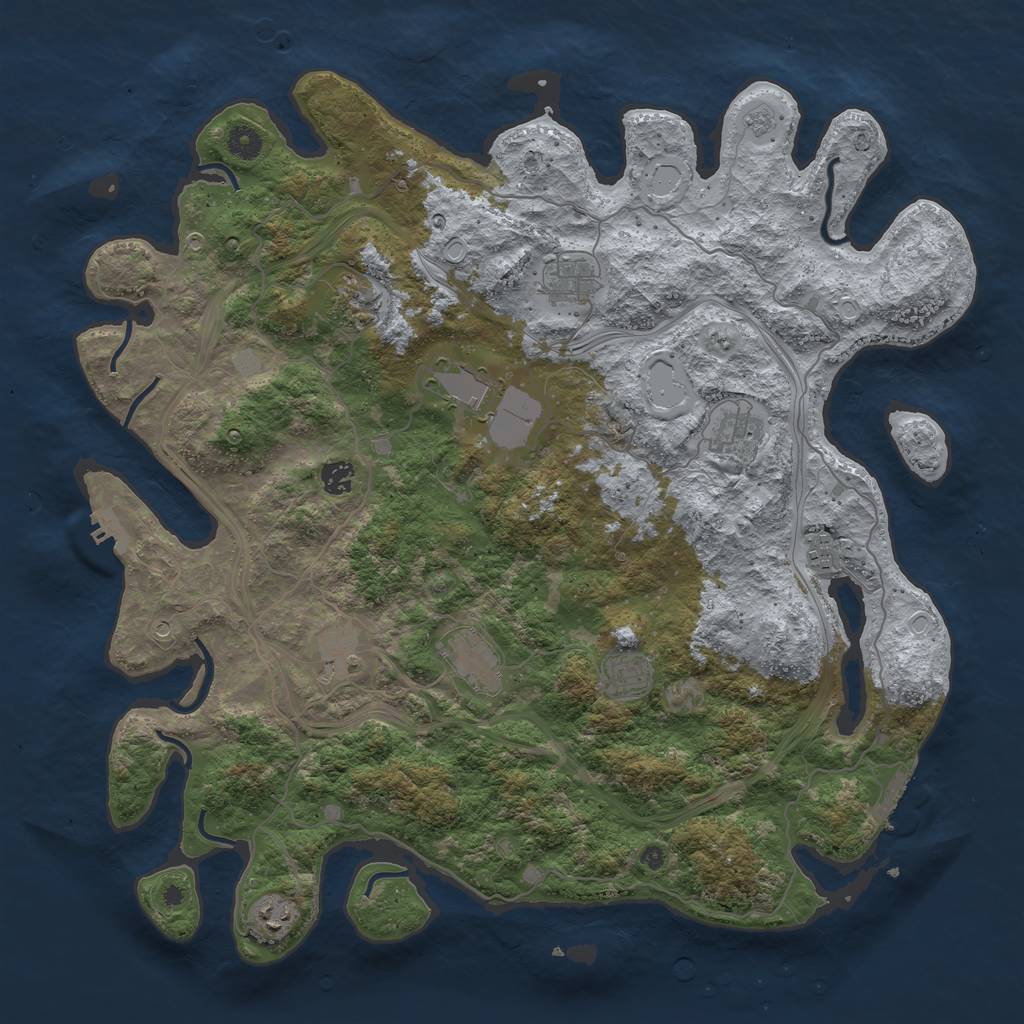 Rust Map: Procedural Map, Size: 4500, Seed: 1268956, 19 Monuments