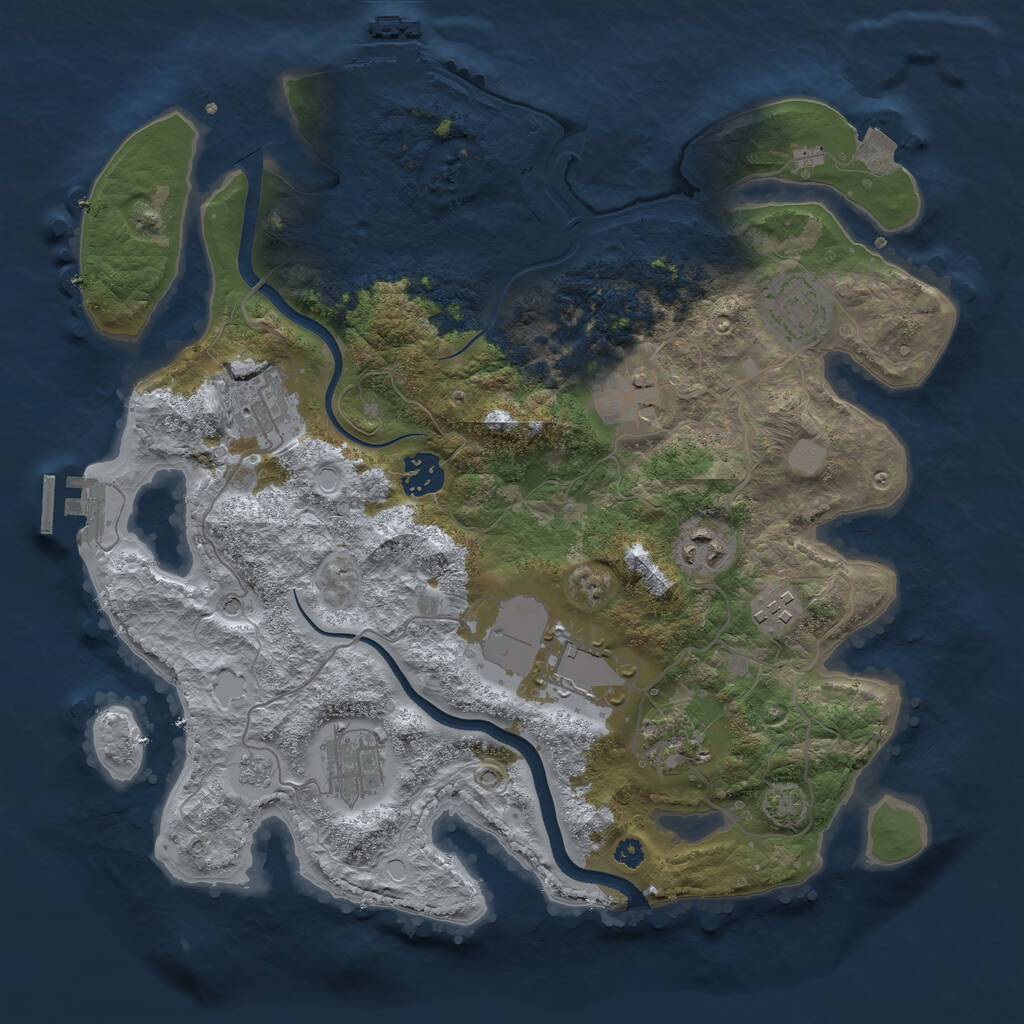 Rust Map: Procedural Map, Size: 3500, Seed: 65147847, 15 Monuments