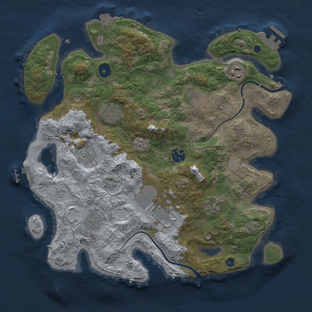 Rust Map: Procedural Map, Size: 3500, Seed: 65147847, 15 Monuments