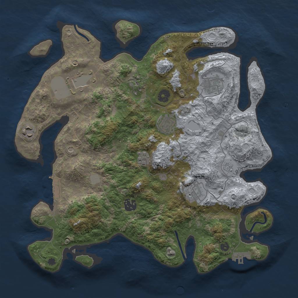 Rust Map: Procedural Map, Size: 3500, Seed: 1727, 17 Monuments