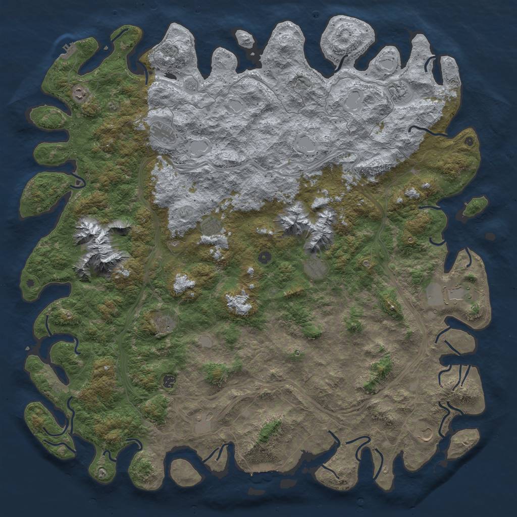 Rust Map: Procedural Map, Size: 6000, Seed: 275834716, 18 Monuments