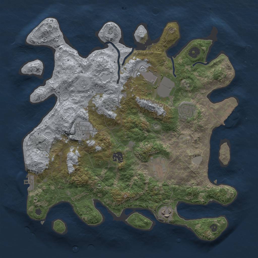 Rust Map: Procedural Map, Size: 3500, Seed: 21504012, 16 Monuments