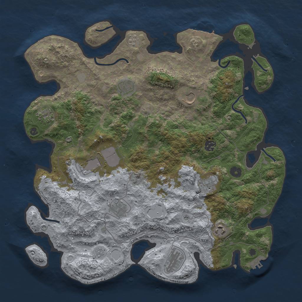 Rust Map: Procedural Map, Size: 4000, Seed: 21621515, 19 Monuments