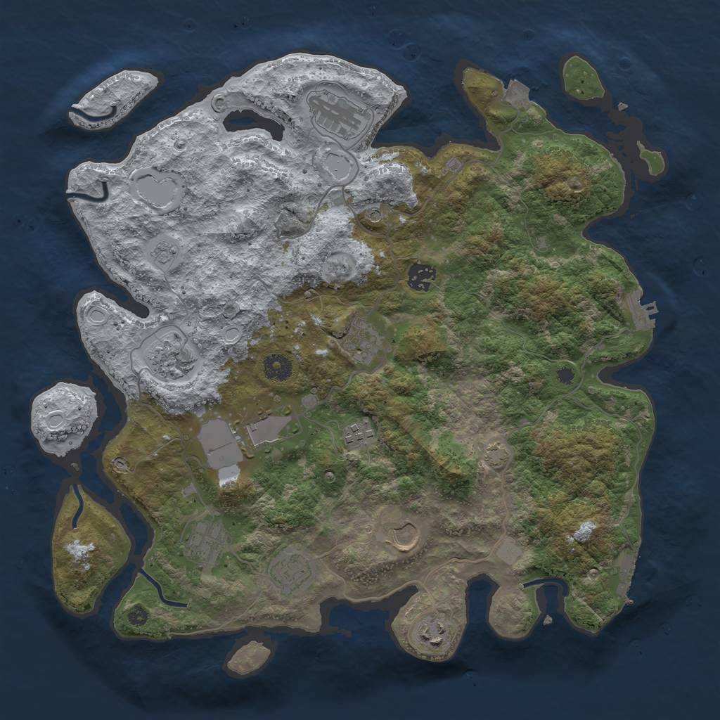 Rust Map: Procedural Map, Size: 3800, Seed: 56654625, 18 Monuments