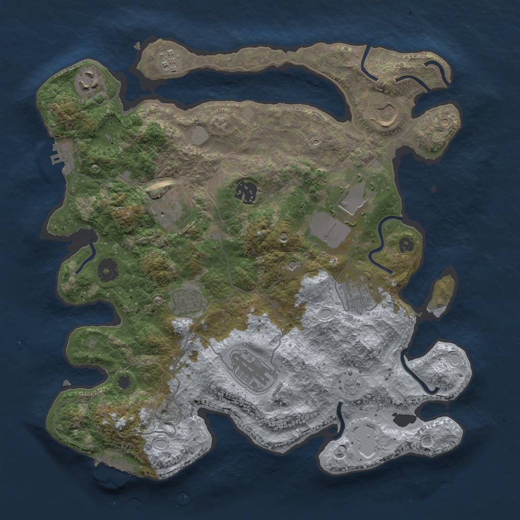 Rust Map: Procedural Map, Size: 3500, Seed: 1928627316, 18 Monuments