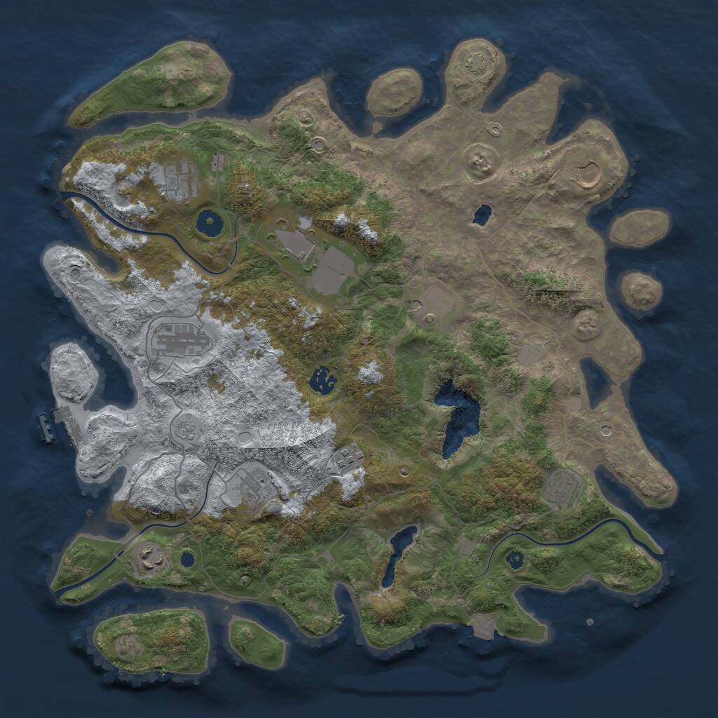 Rust Map: Procedural Map, Size: 4096, Seed: 456456420, 15 Monuments