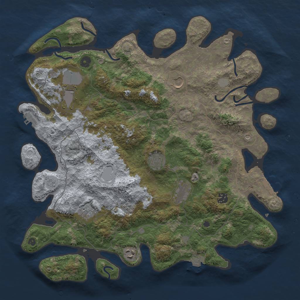 Rust Map: Procedural Map, Size: 4096, Seed: 456456420, 16 Monuments