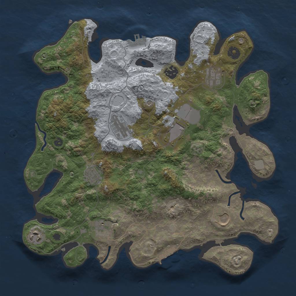 Rust Map: Procedural Map, Size: 3500, Seed: 119488646, 17 Monuments