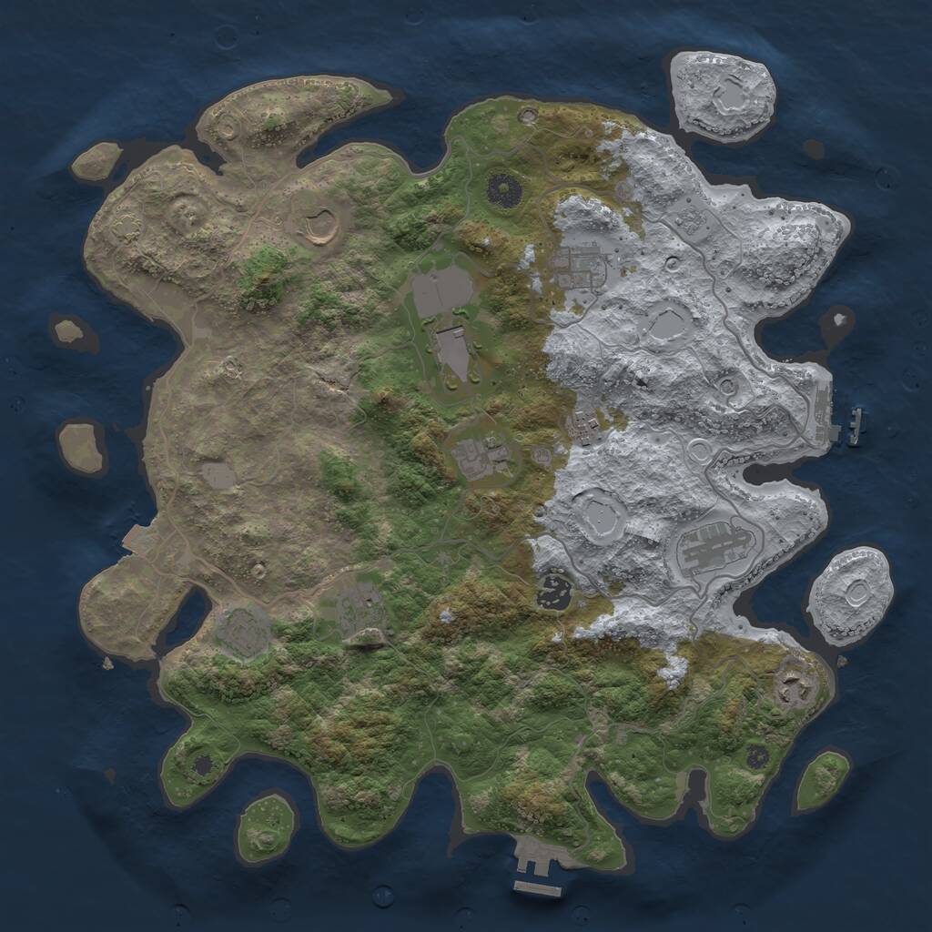 Rust Map: Procedural Map, Size: 4000, Seed: 10005, 16 Monuments