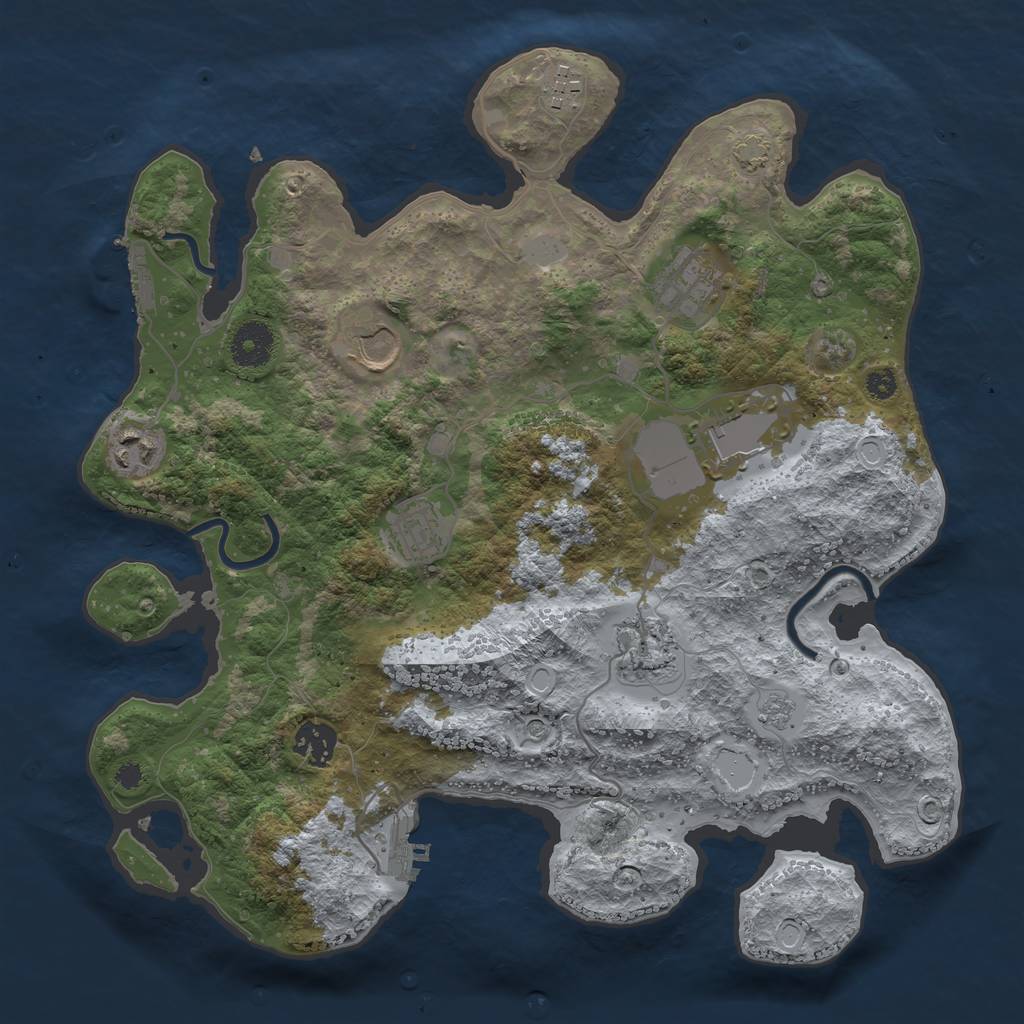 Rust Map: Procedural Map, Size: 3500, Seed: 1193261860, 16 Monuments