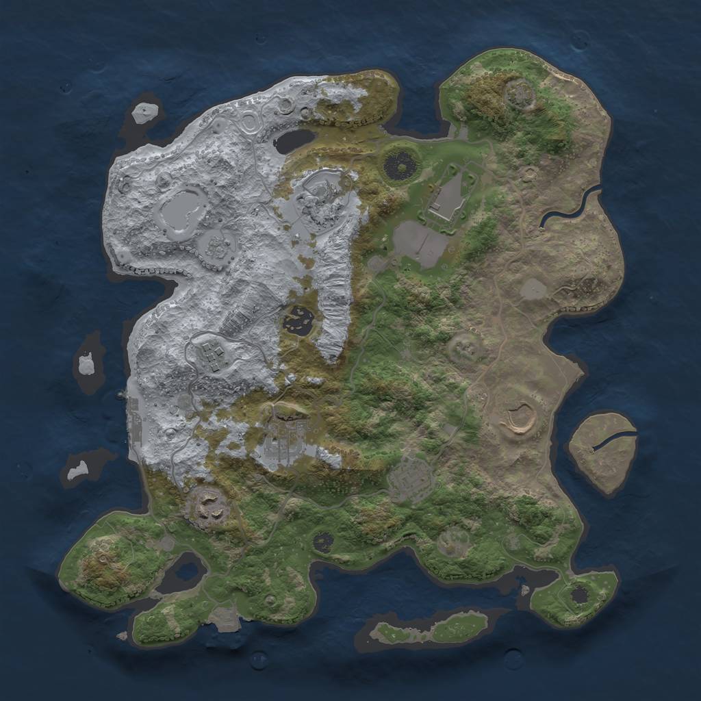 Rust Map: Procedural Map, Size: 3500, Seed: 77761647, 14 Monuments