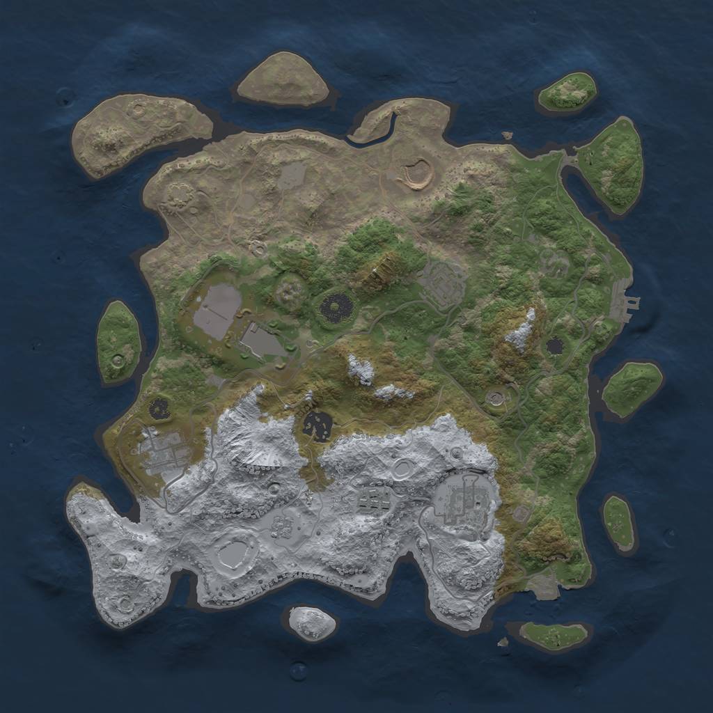 Rust Map: Procedural Map, Size: 3500, Seed: 844372850, 14 Monuments