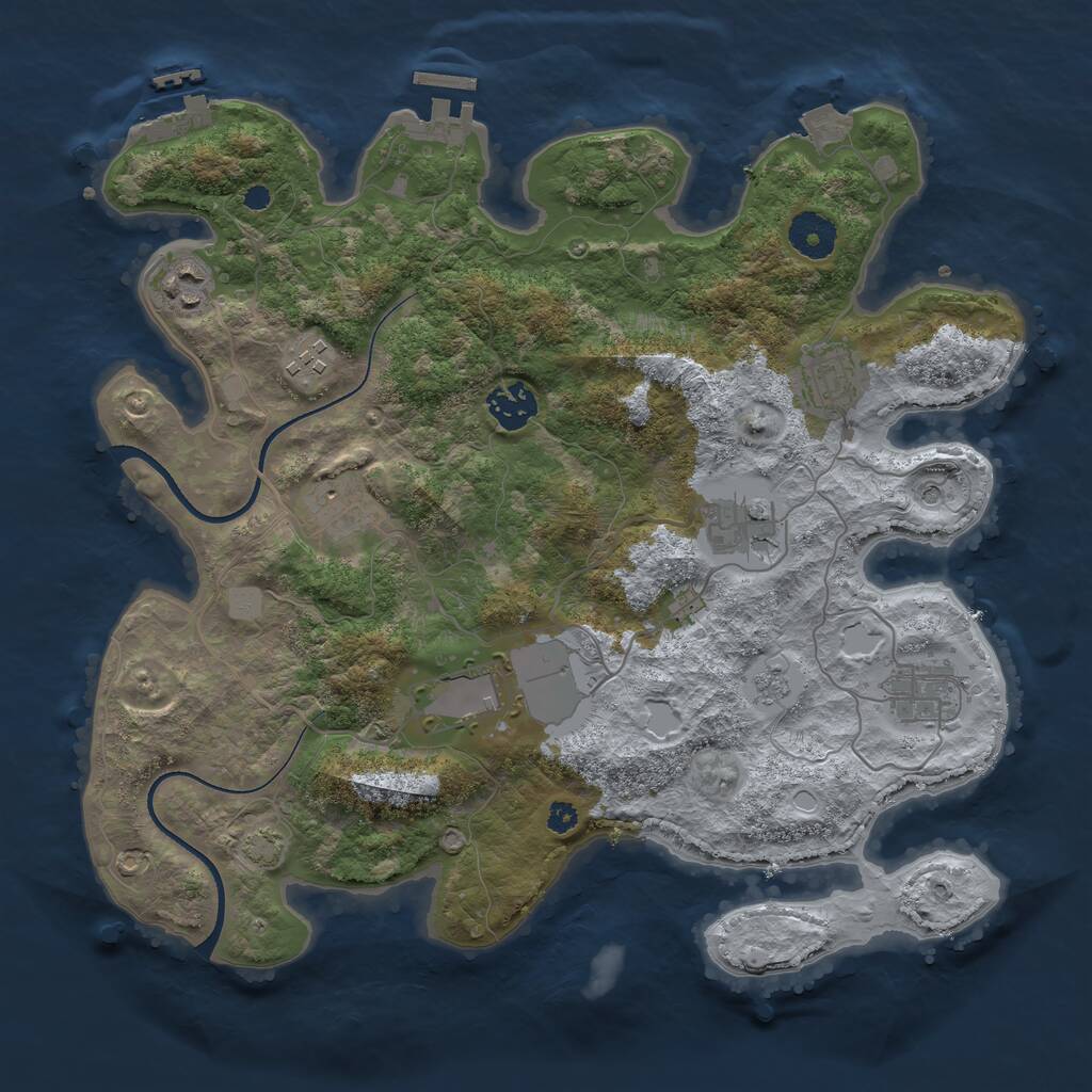 Rust Map: Procedural Map, Size: 3500, Seed: 767514, 14 Monuments