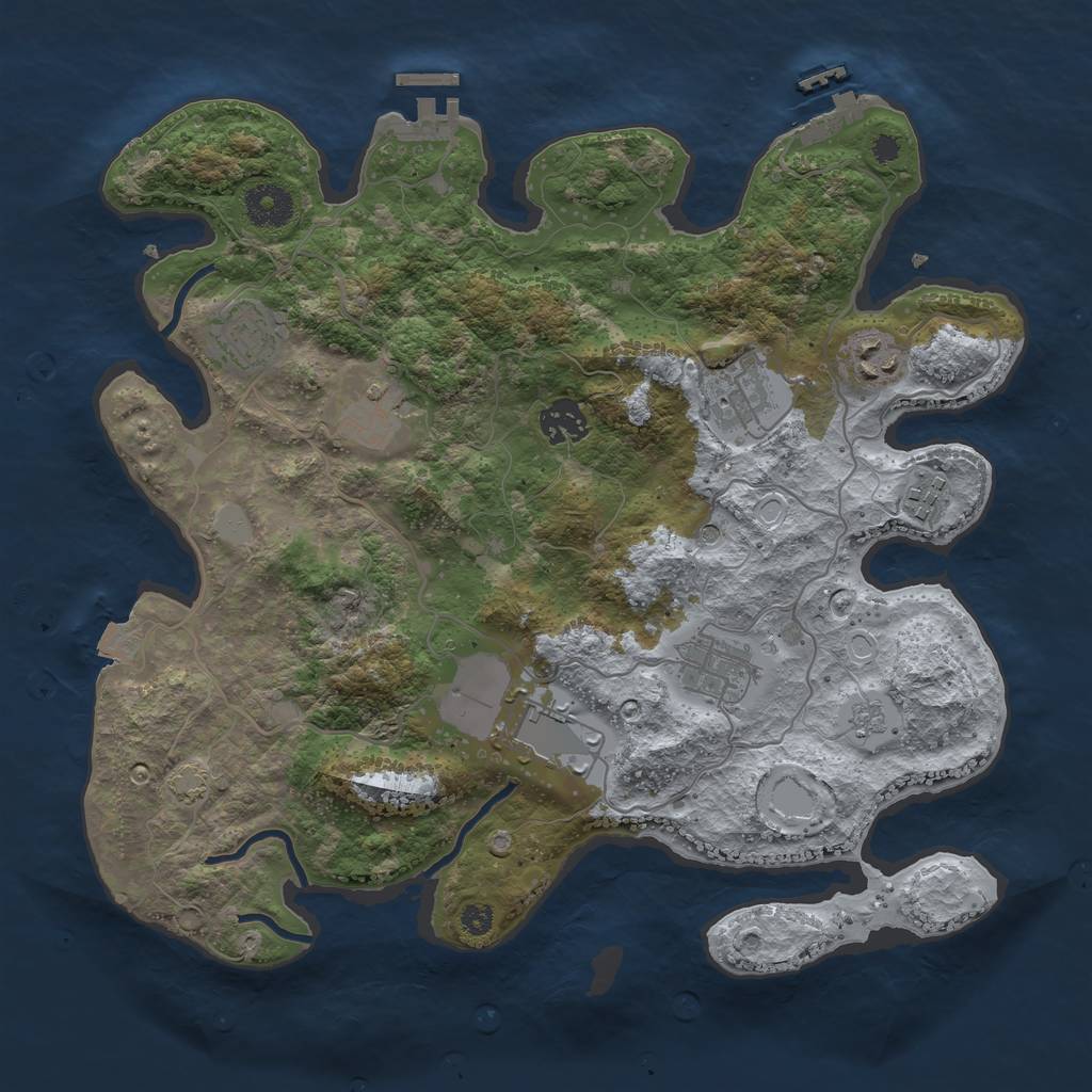 Rust Map: Procedural Map, Size: 3500, Seed: 767514, 16 Monuments