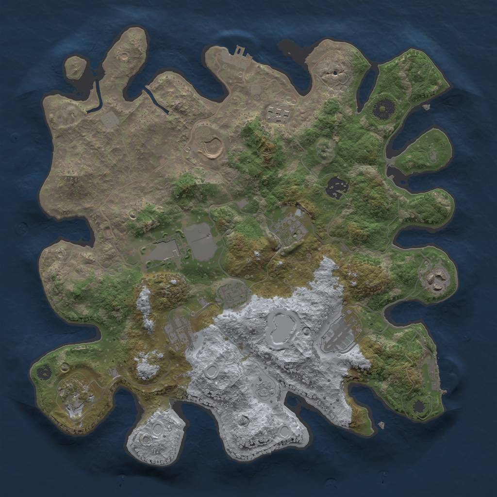 Rust Map: Procedural Map, Size: 3500, Seed: 74675065, 18 Monuments