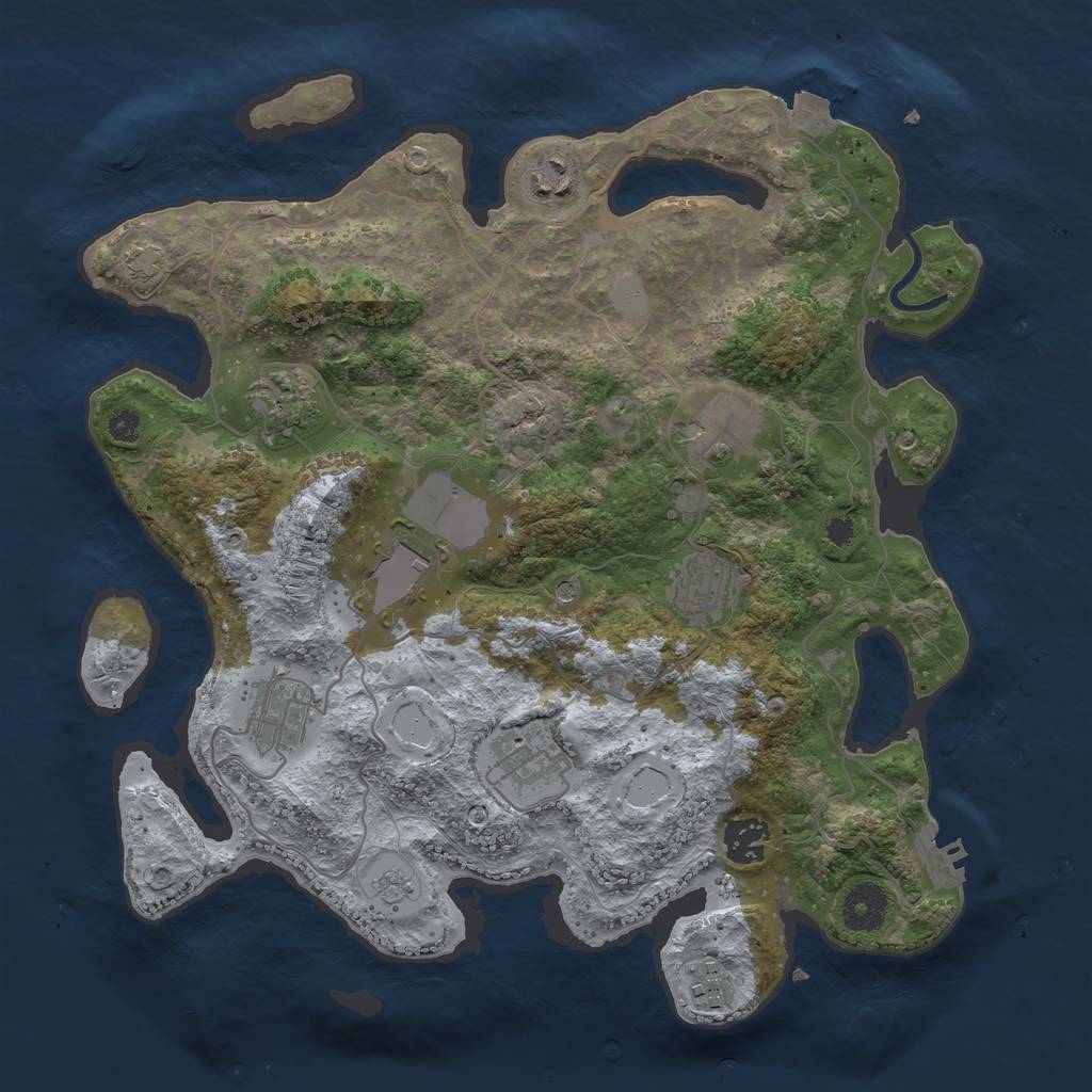 Rust Map: Procedural Map, Size: 3500, Seed: 31305180, 16 Monuments