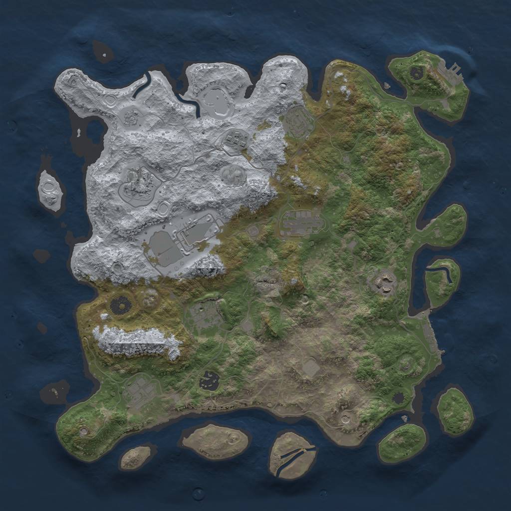 Rust Map: Procedural Map, Size: 3850, Seed: 4015267, 18 Monuments